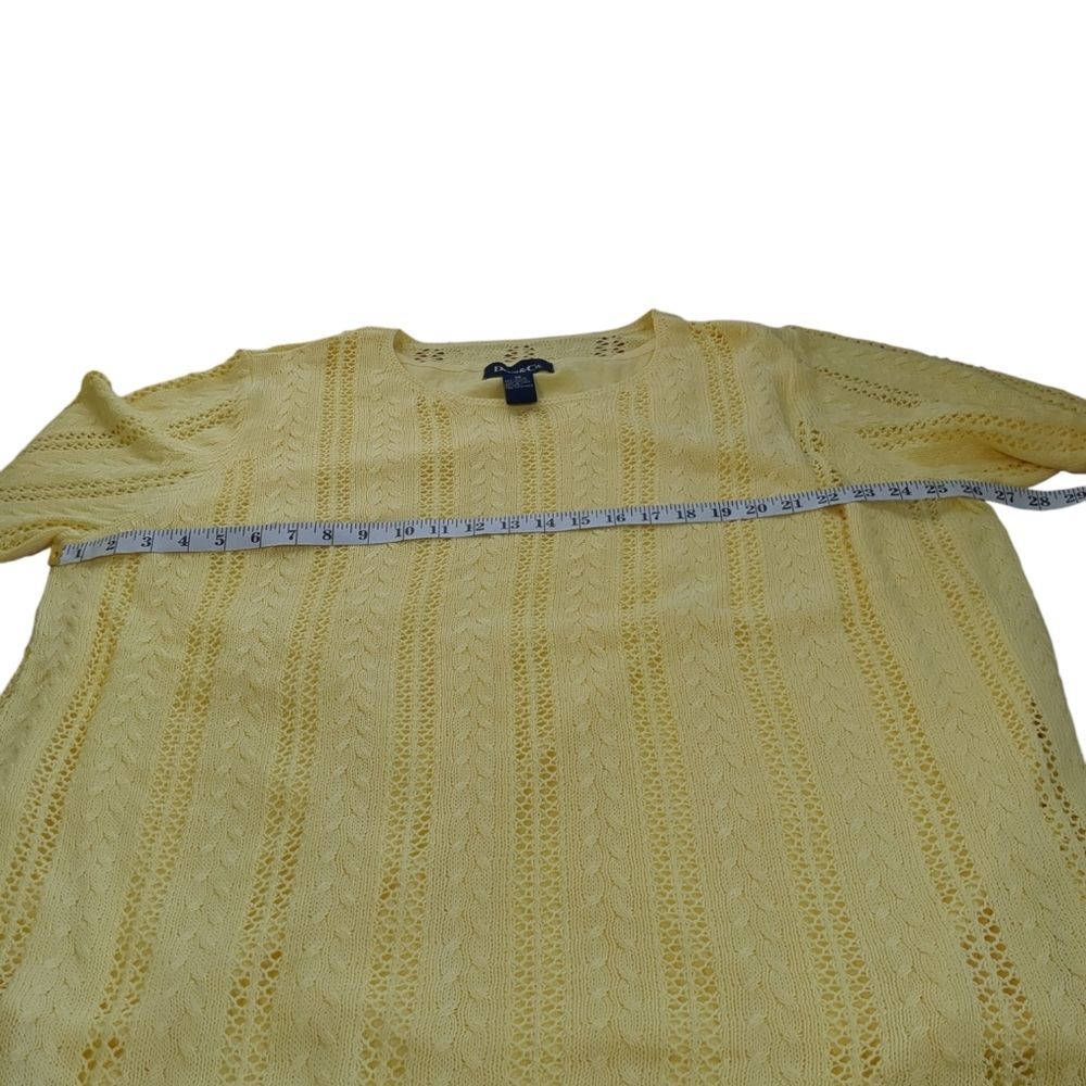Denim & Co Bright Yellow Pointelle Knit Sweater 3XL - Picture 6 of 10